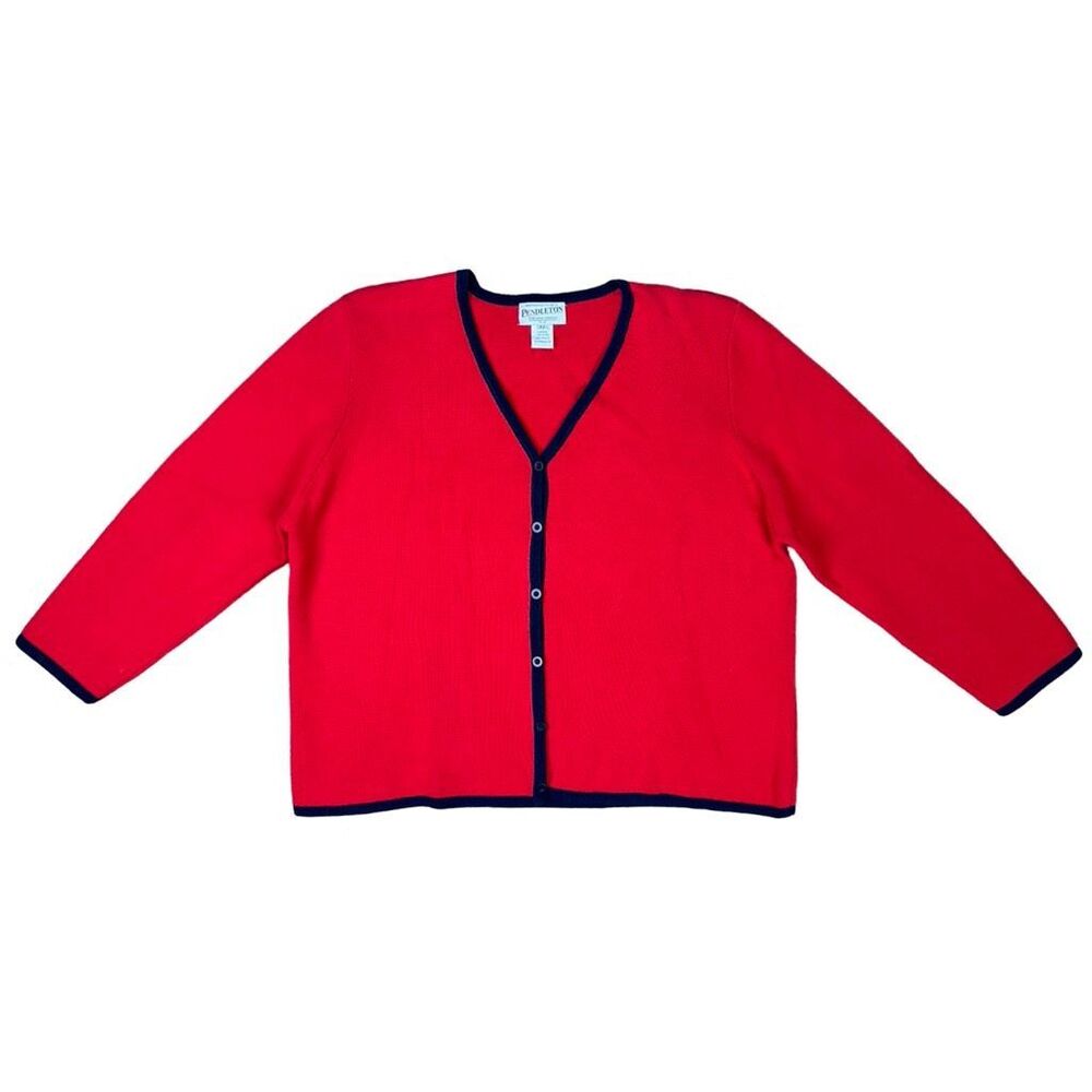 Vintage Pendleton Plus Red 3-Button Cardigan - Si… - image 1